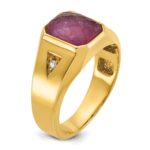 10k IBGoodman Men's Created Ruby Doublet Stone and Diamond Complete Ring - Image 8