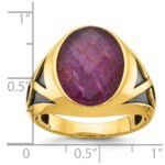 14k with Black Rhodium IBGoodman Men's Ruby Doublet Stone Complete Ring - Image 3