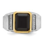 14k Two-tone IBGoodman Men's Polished and Satin Onyx and 1/10 carat Diamond Complete Ring - Image 6