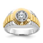 IBGoodman 14k Two-tone Men's Polished Satin and Textured 3/8 Carat AA Quality Diamond Ring