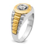 IBGoodman 14k Two-tone Men's Polished Satin and Textured 3/8 Carat AA Quality Diamond Ring - Image 8