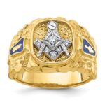 IBGoodman 14k Two-tone Men's Polished and Nugget Textured Blue Lodge Master Masonic Ring Mounting