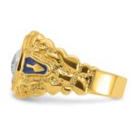 IBGoodman 14k Two-tone Men's Polished and Nugget Textured Diamond Blue Lodge Master Masonic Ring - Image 3