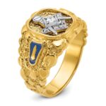 IBGoodman 14k Two-tone Men's Polished and Nugget Textured Diamond Blue Lodge Master Masonic Ring - Image 6