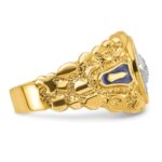 IBGoodman 14k Two-tone Men's Polished and Nugget Textured Diamond Blue Lodge Master Masonic Ring - Image 7