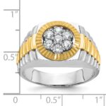 IBGoodman 14k Two-tone Men's Polished Satin and Textured Cluster Ring Mounting - Image 3