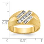 IBGoodman 14k Men's Polished Satin and Grooved 1/2 Carat AA Quality Diamond Ring - Image 3