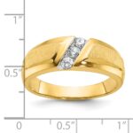 IBGoodman 14k Men's Polished and Satin 3-Stone 1/4 Carat AA Quality Diamond Ring - Image 3