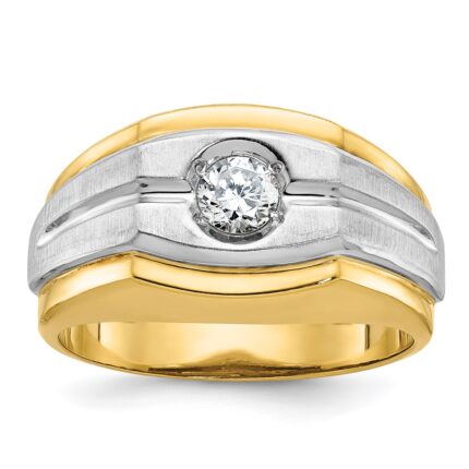 IBGoodman 14k Two-tone 1/3 carat Lab Grown Diamond VS/SI+ G+ Complete Polished and Satin Men's Ring
