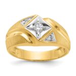 14k with White Rhodium IBGoodman Men's Satin 1/5 carat Diamond Complete Ring