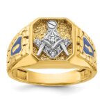 IBGoodman 10k Two-tone Men's Polished and Textured Blue Lodge Master Masonic Ring Mounting