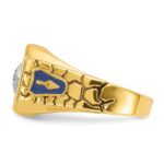 IBGoodman 14k Two-tone Men's Polished and Textured with Blue Enamel and Diamond Blue Lodge Master Masonic Ring - Image 5