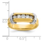 IBGoodman 14k Two-tone Men's Polished and Grooved 5-Stone Ring Mounting - Image 3