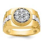 IBGoodman 10k Two-tone Men's Polished Satin and Textured 1/2 Carat A Quality Diamond Cluster Ring