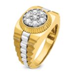 IBGoodman 14k Two-Tone 1/2 carat Lab Grown Diamond VS/SI+ G+ Complete Ribbed Men's Cluster Ring - Image 6