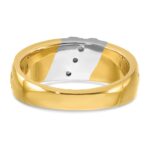 IBGoodman 10k Two-tone Men's Polished and Grooved 3-Stone 1/5 Carat A Quality Diamond Ring - Image 7