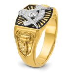 IBGoodman 14k Two-tone Men's Polished and Textured with Black Enamel Past Master Masonic Ring - Image 8