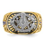 IBGoodman 14k Two-tone Men's Polished and Textured with Multi-color Enamel Blue Lodge Master Masonic Ring - Image 4