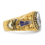 IBGoodman 14k Two-tone Men's Polished and Textured with Multi-color Enamel Blue Lodge Master Masonic Ring - Image 7