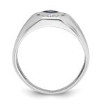 14k White Gold IBGoodman Men's Gemstone and Diamond Satin Ring Mounting - Image 2