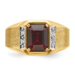 14k IBGoodman Men's Polished and Satin Created Ruby and 1/20 carat Diamond Complete Ring - Image 6