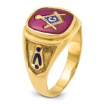 IBGoodman 14k Men's Polished and Textured with Blue Enamel and Lab Created Ruby Blue Lodge Master Masonic Ring - Image 6