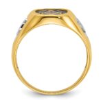 IBGoodman 14k with White Rhodium Men's Polished and Textured with Lab Created Sapphire Blue Lodge Master Masonic Ring - Image 2
