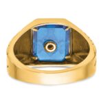 IBGoodman 10k Men's Polished and Textured with Blue Enamel and Lab Created Sapphire Blue Lodge Master Masonic Ring - Image 5