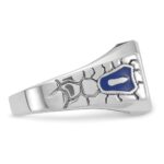 IBGoodman 14k White Gold Men's Polished and Textured with Blue Enamel and Lab Created Sapphire Blue Lodge Master Masonic Ring - Image 7
