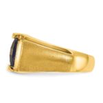 14k IBGoodman Men's Created Sapphire and 1/20 carat Diamond Complete Ring - Image 5