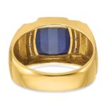14k IBGoodman Men's Created Sapphire and 1/20 carat Diamond Complete Ring - Image 7