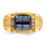 14k IBGoodman Men's Created Sapphire and Diamond Complete Ring - Image 6