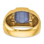 14k IBGoodman Men's Created Sapphire and Diamond Complete Ring - Image 7