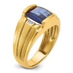 14k IBGoodman Men's Created Sapphire and Diamond Complete Ring - Image 8