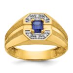 14k IBGoodman Men's Gemstone and Diamond Satin Ring Mounting