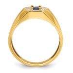 14k IBGoodman Men's Created Sapphire and 1/20 carat Diamond Satin Complete Ring - Image 2