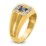 14k IBGoodman Men's Created Sapphire and 1/20 carat Diamond Satin Complete Ring - Image 8