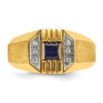 14k IBGoodman Men's Gemstone and Diamond Satin Ring Mounting - Image 6
