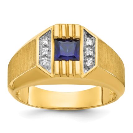 14k IBGoodman Men's Gemstone and Diamond Satin Ring Mounting