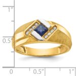 10k IBGoodman Men's Cr.Sapphire and Diamond Satin Complete Ring - Image 3