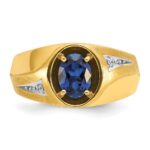 14k IBGoodman Men's Gemstone and Diamond Satin Ring Mounting - Image 6