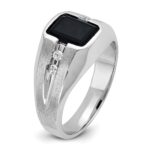IBGoodman 14k White Gold Men's Polished and Satin Onyx and 1/8 Carat AA Quality Diamond Ring - Image 8