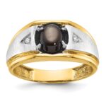 IBGoodman 14k Two-tone Men's Polished Satin and Grooved Gemstone and Diamond Ring Mounting