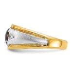 IBGoodman 14k Two-tone Men's Polished Satin and Grooved Gemstone and Diamond Ring Mounting - Image 3