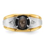 IBGoodman 14k Two-tone Men's Polished Satin and Grooved Black Star Sapphire and AA Quality Diamond Ring - Image 4