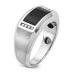 14k White Gold IBGoodman Men's Satin Onyx and 1/15 carat Diamond Complete Ring - Image 8