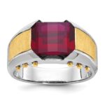 14k Two-tone IBGoodman Men's Created Garnet Complete Ring