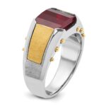 14k Two-tone IBGoodman Men's Created Garnet Complete Ring - Image 8