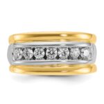 IBGoodman 14k Two-tone Men's Polished and Grooved 7-Stone 3/4 Carat AA Quality Diamond Ring - Image 4