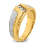IBGoodman 14k Two-tone Men's Polished Satin and Grooved 3-Stone Ring Mounting - Image 8